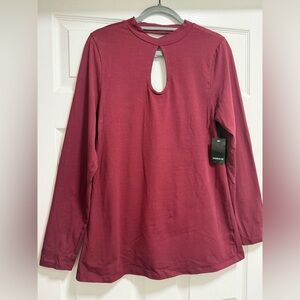 Torrid Open Back Wine Long Sleeve Tee Size 1
